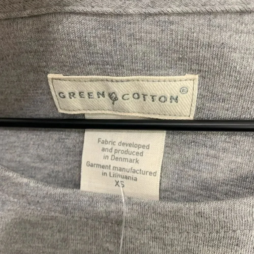 Green Cotton Grey Short Sleeve Sweater Dress